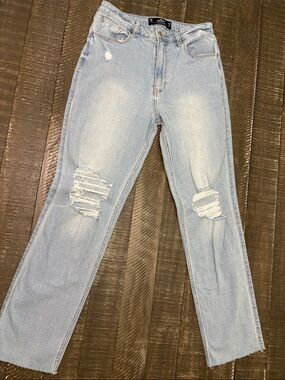 Hollister Light Blue Distressed Straight Leg Jeans